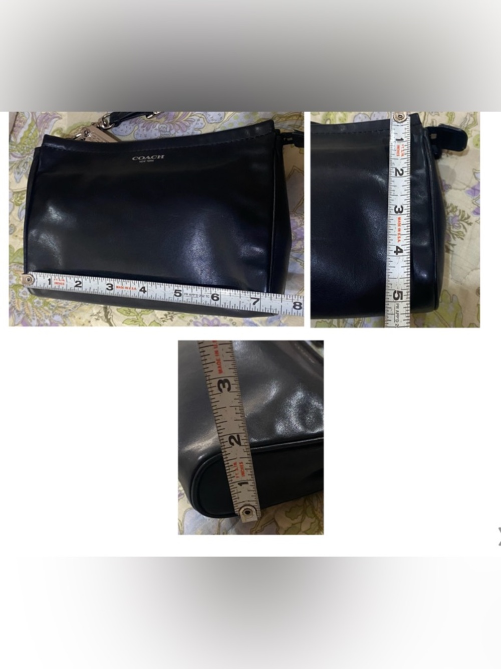 Coach Legacy Leather Wristlet Clutch Purse Bag Silver Hardware Minimalist Black - Picture 9 of 10